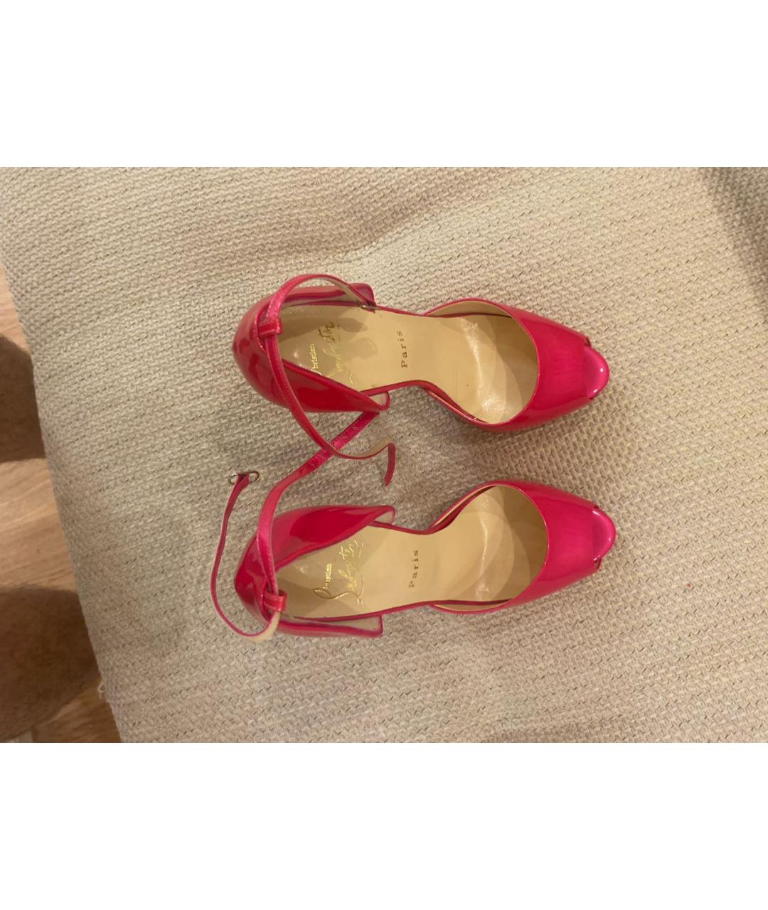 CHRISTIAN LOUBOUTIN Розовые босоножки из лакированной кожи, фото 3