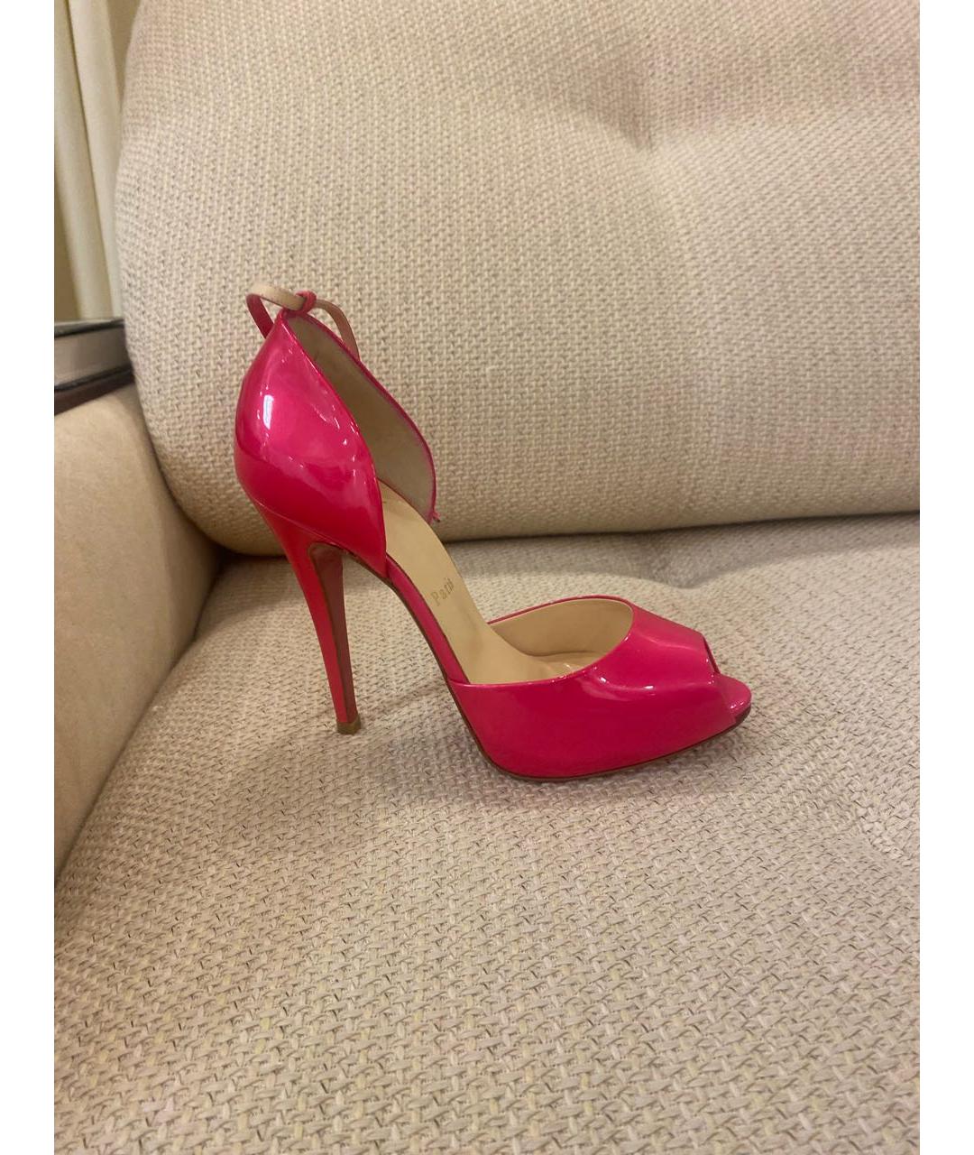 CHRISTIAN LOUBOUTIN Розовые босоножки из лакированной кожи, фото 5