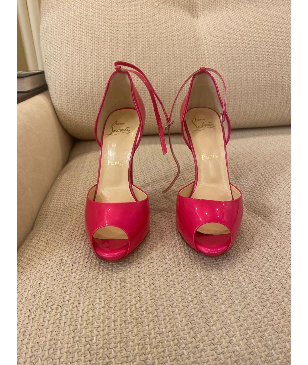 CHRISTIAN LOUBOUTIN Розовые босоножки из лакированной кожи, фото 2