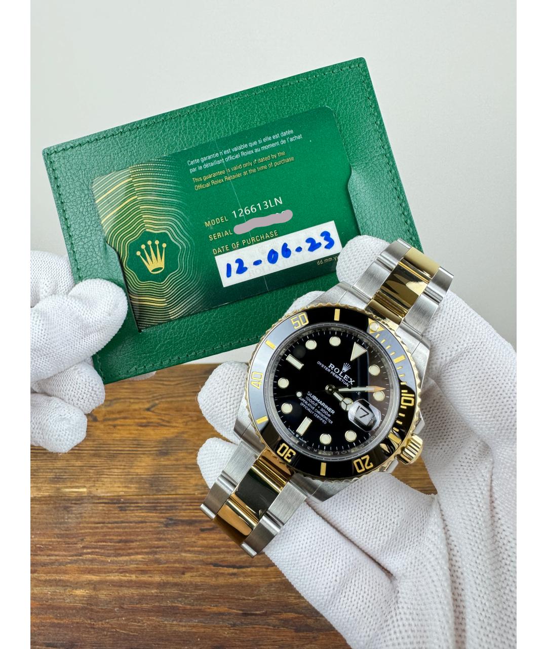 ROLEX Черные часы из желтого золота, фото 2