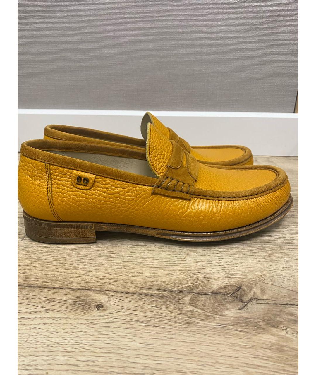 DOLCE&GABBANA Желтые кожаные лоферы, фото 8