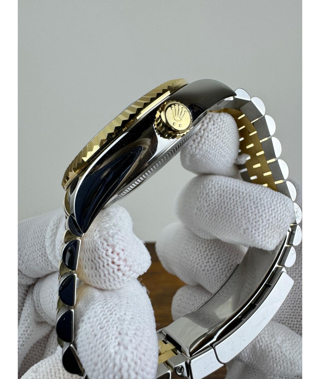 ROLEX Черные часы из желтого золота, фото 4
