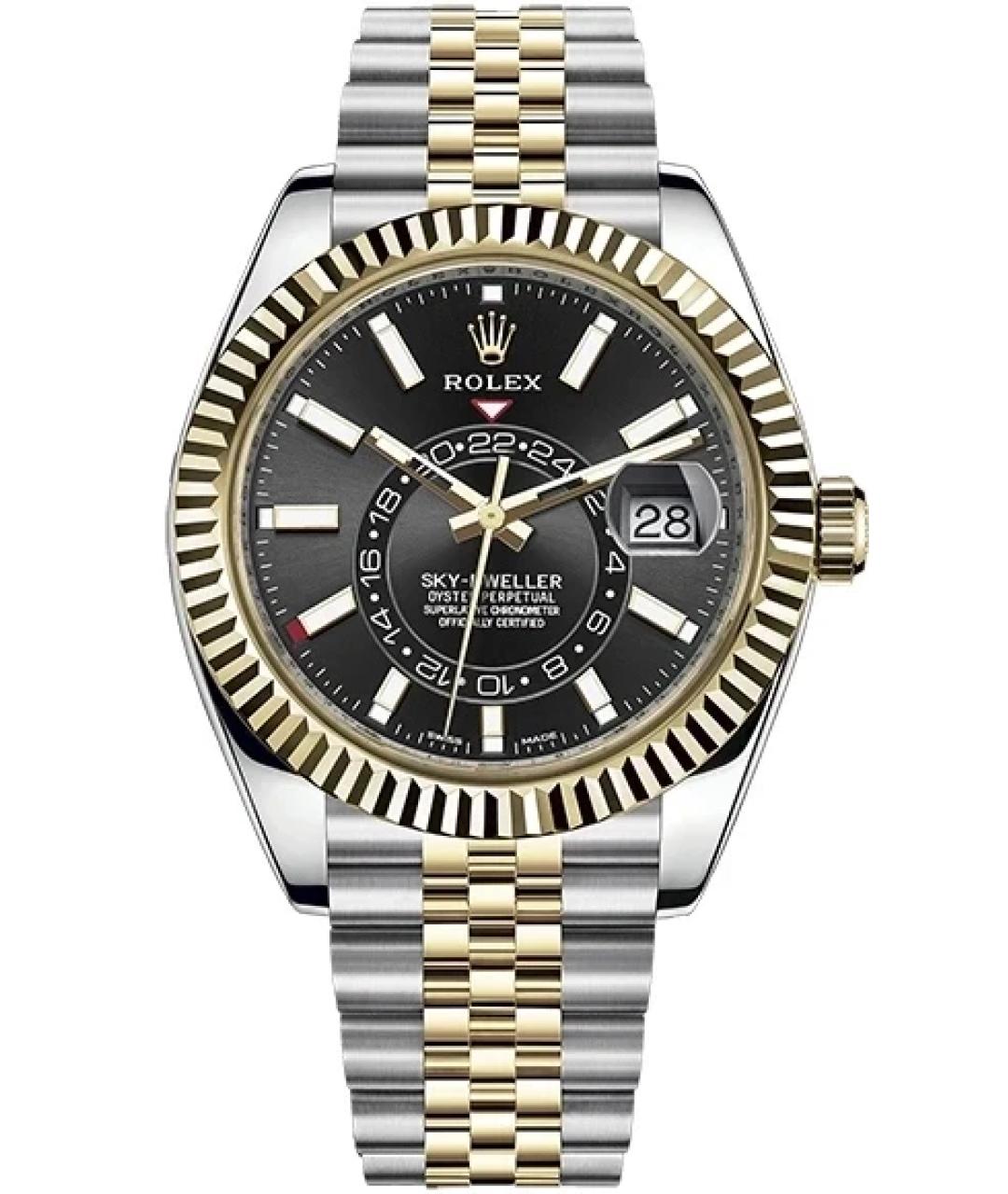 ROLEX Черные часы из желтого золота, фото 10