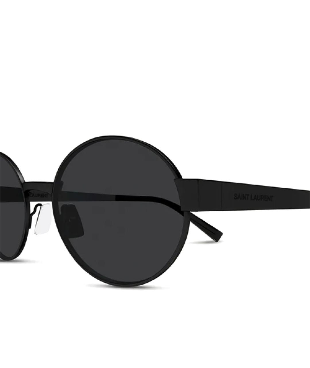 SAINT LAURENT Черные металлические солнцезащитные очки, фото 3
