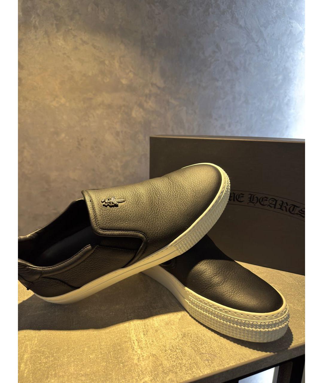 CHROME HEARTS Черные кожаные слипоны, фото 6