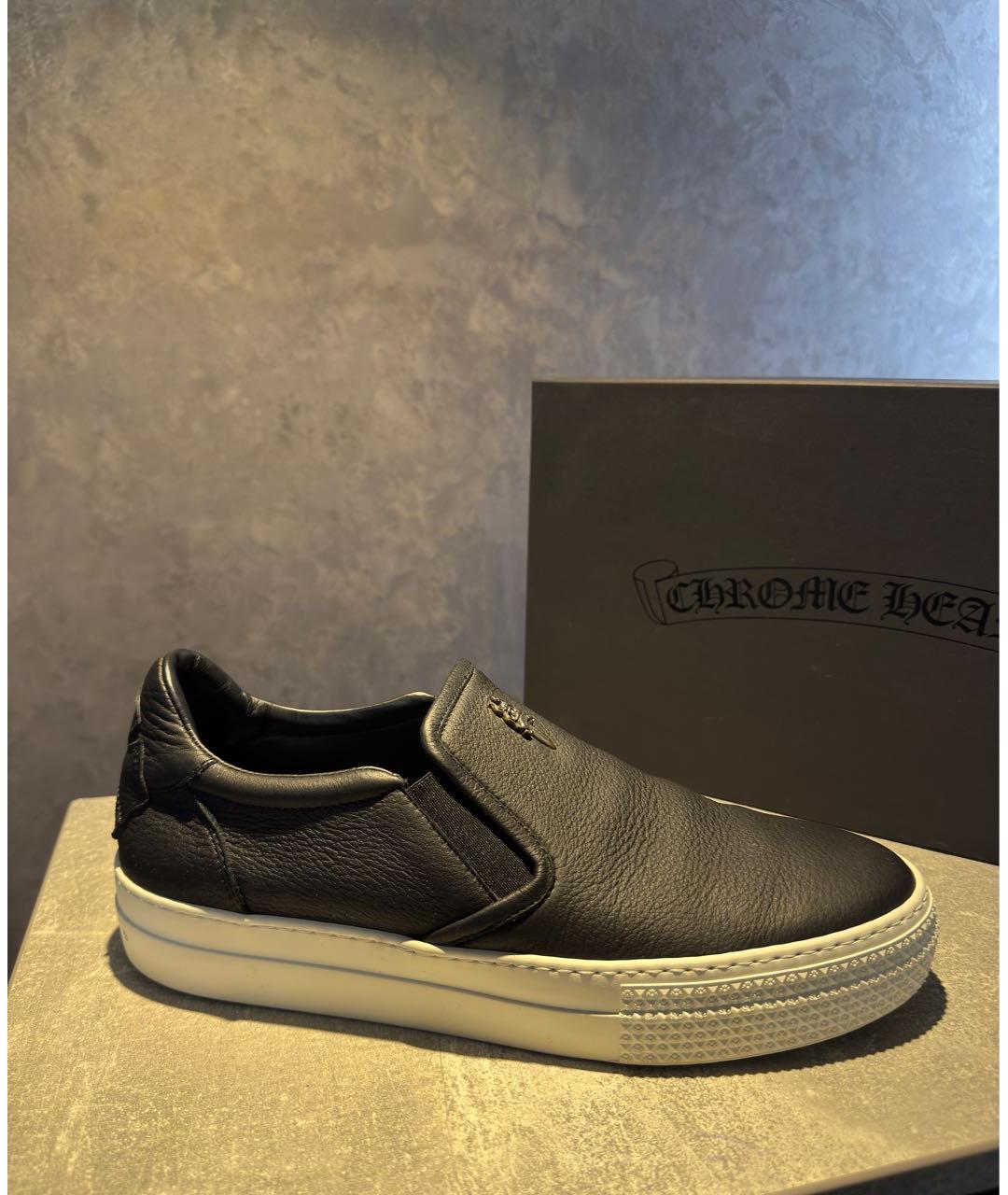 CHROME HEARTS Черные кожаные слипоны, фото 9