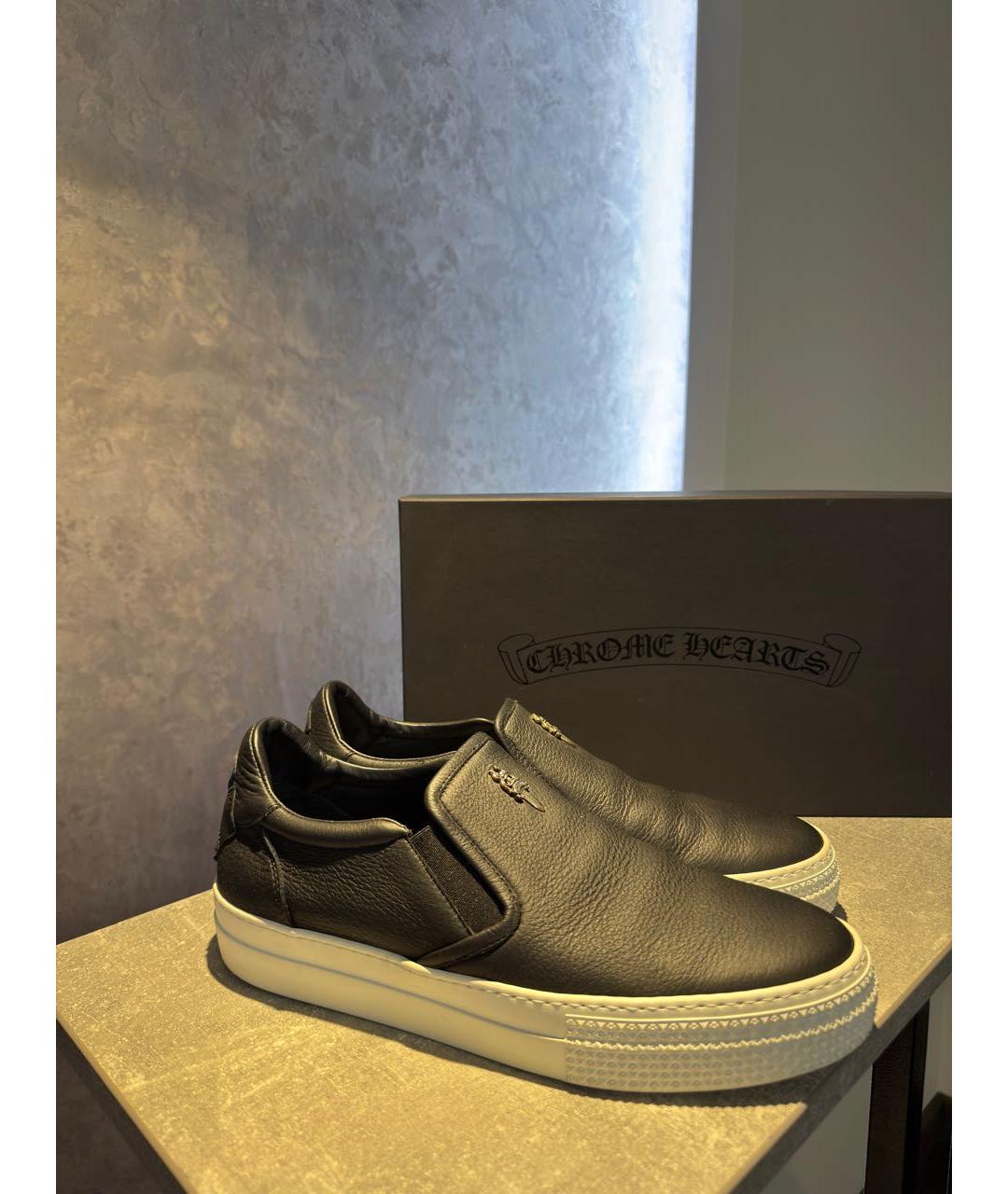 CHROME HEARTS Черные кожаные слипоны, фото 8