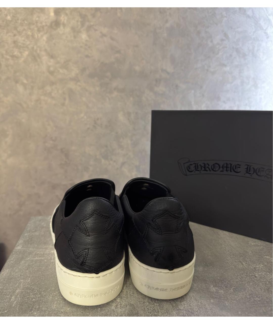 CHROME HEARTS Черные кожаные слипоны, фото 4