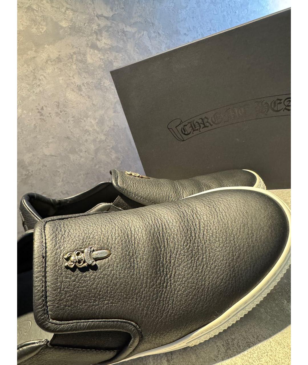 CHROME HEARTS Черные кожаные слипоны, фото 7
