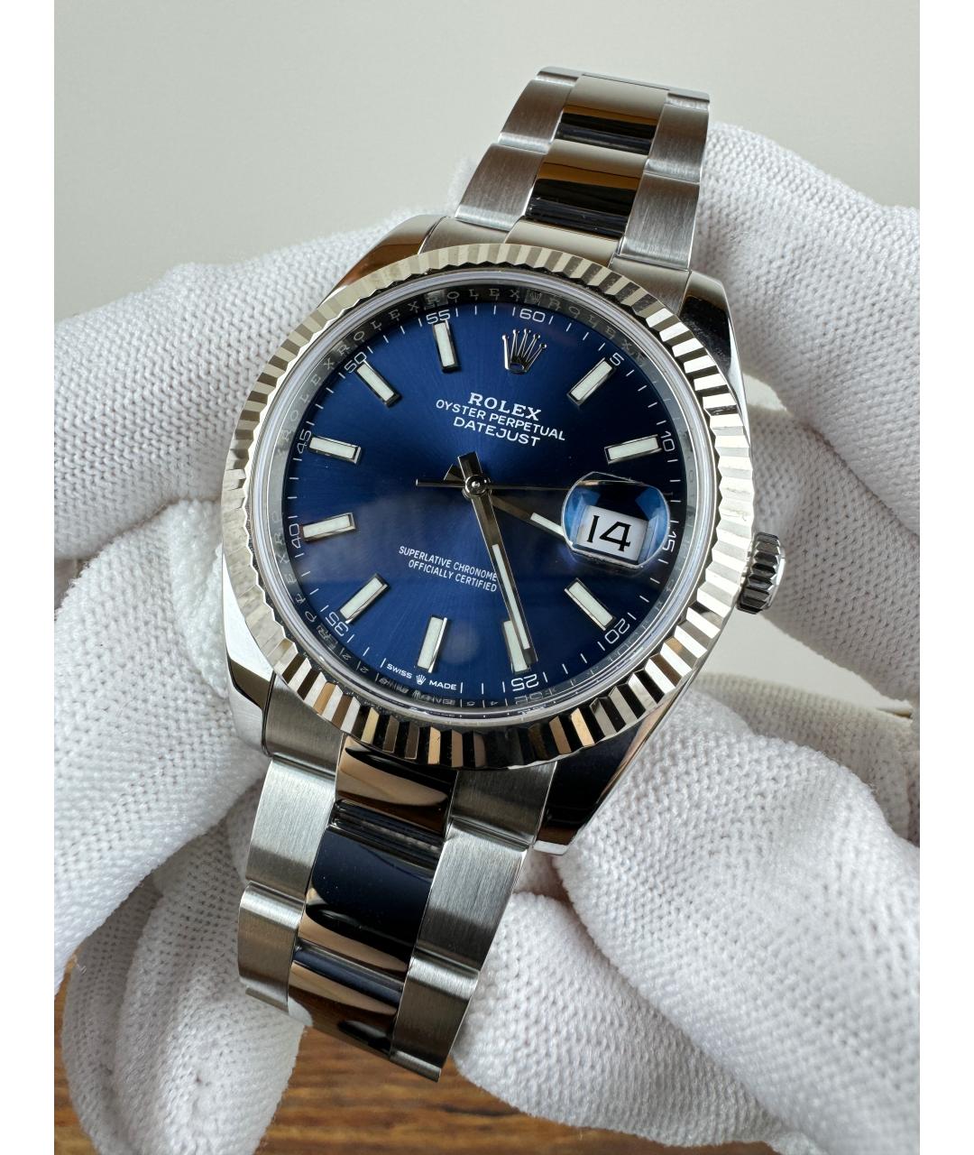 ROLEX Темно-синие часы из белого золота, фото 3