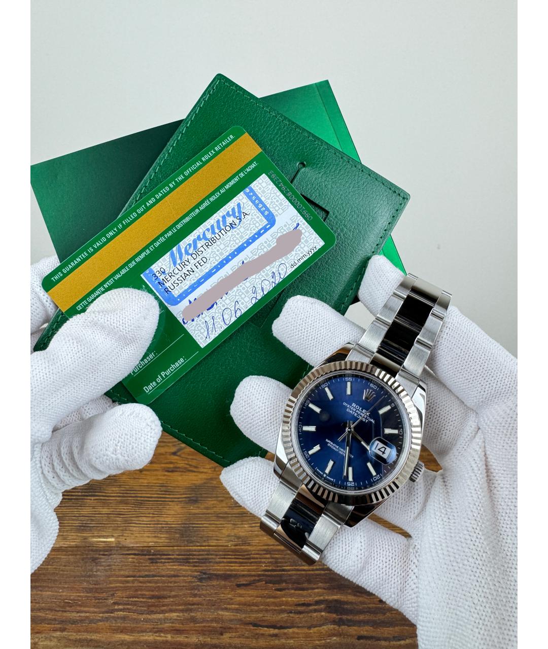 ROLEX Темно-синие часы из белого золота, фото 2
