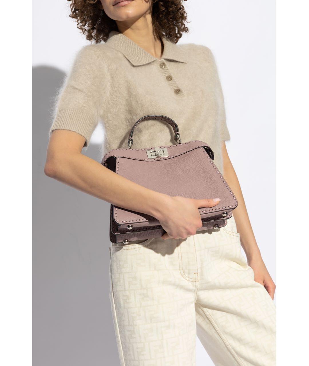 FENDI Розовая кожаная сумка тоут, фото 8