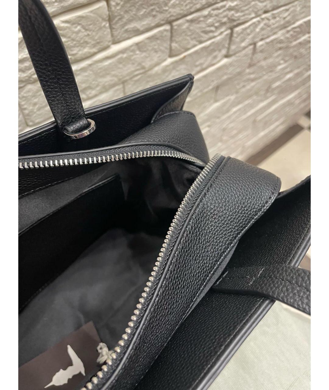 TRUSSARDI Черная кожаная сумка тоут, фото 4