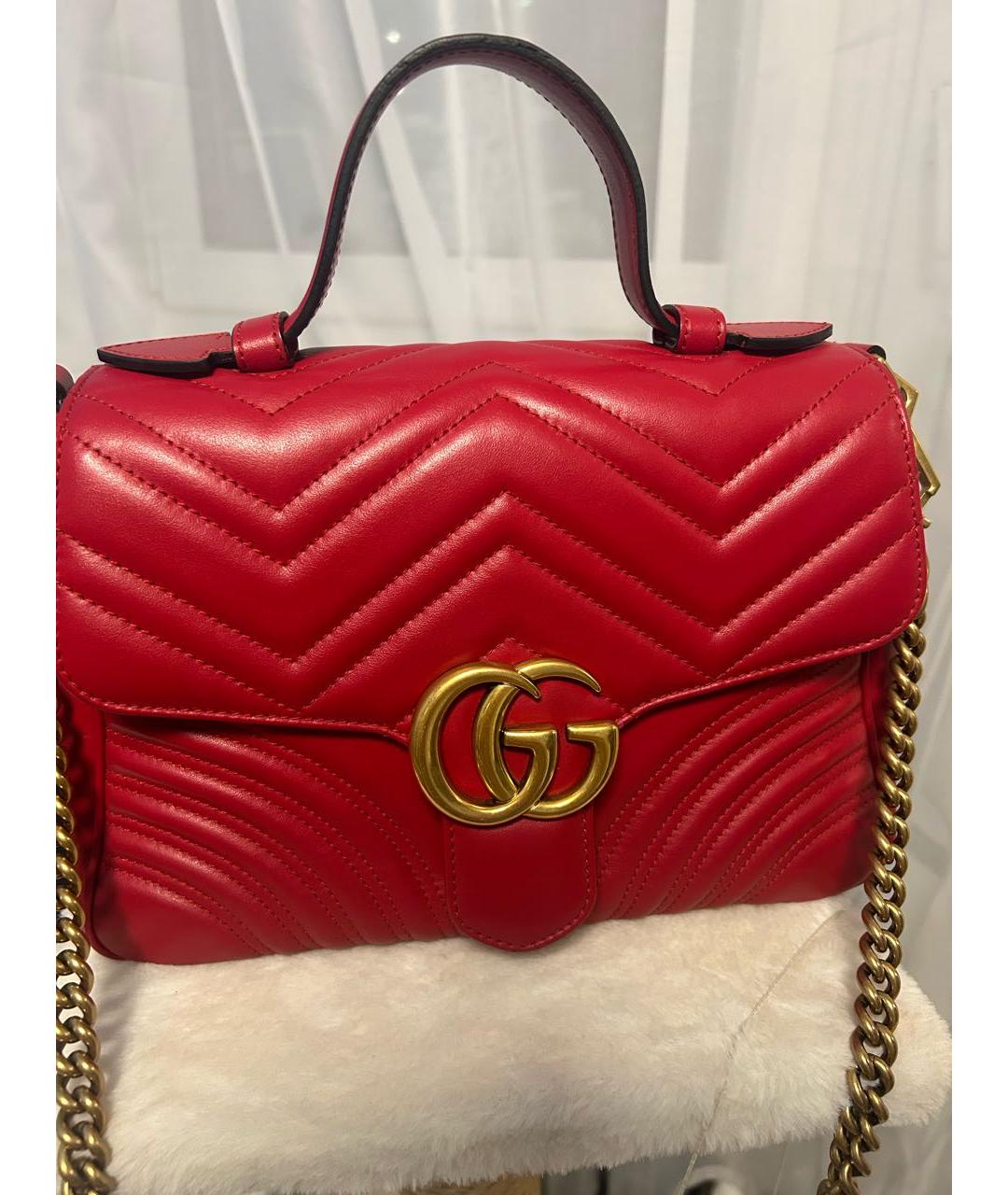 GUCCI Красная кожаная сумка с короткими ручками, фото 2