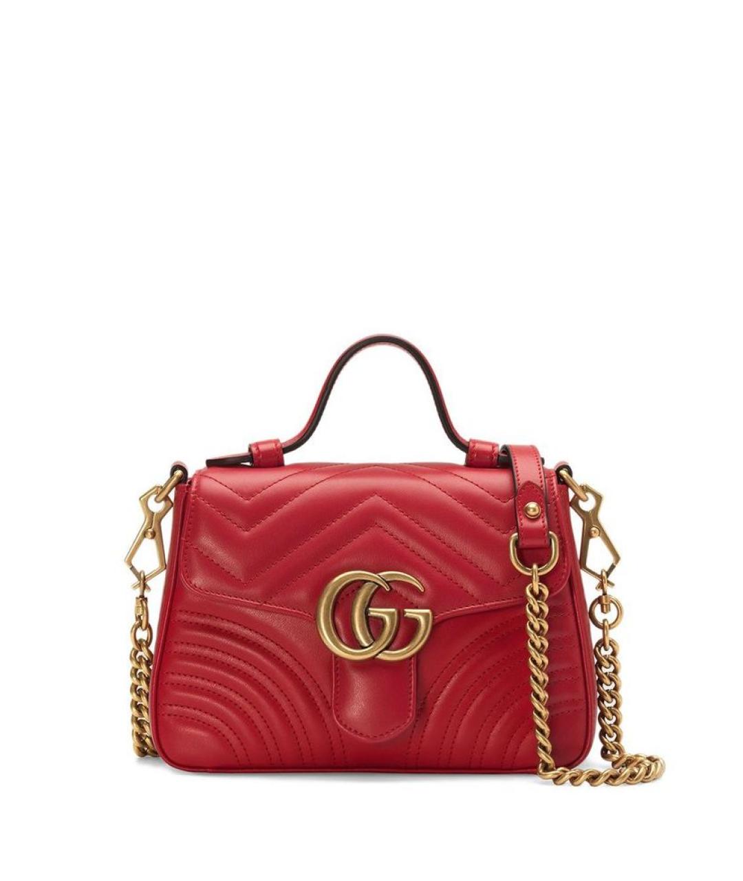 GUCCI Красная кожаная сумка с короткими ручками, фото 1