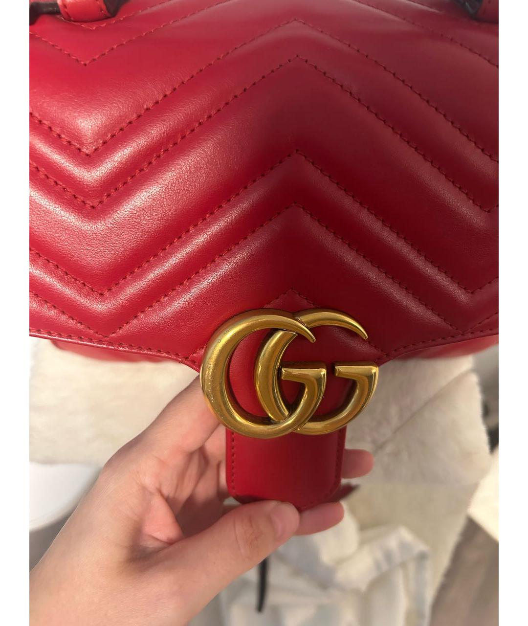 GUCCI Красная кожаная сумка с короткими ручками, фото 4