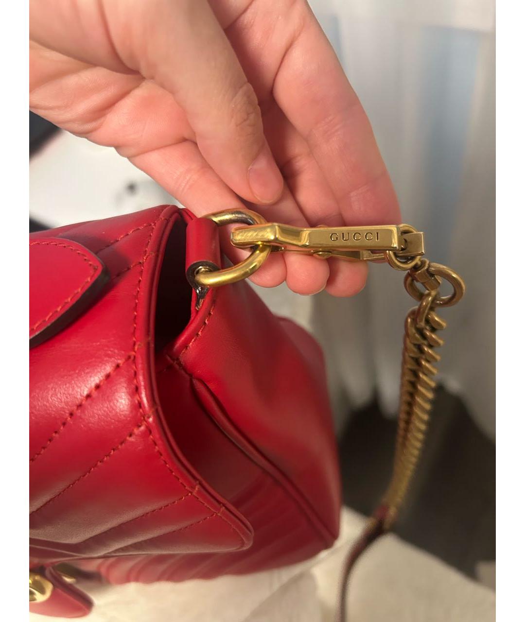 GUCCI Красная кожаная сумка с короткими ручками, фото 8