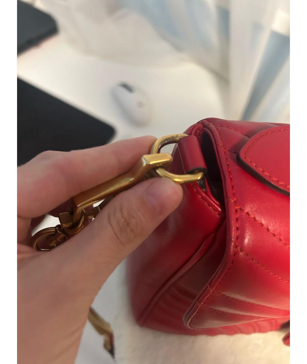 GUCCI Красная кожаная сумка с короткими ручками, фото 7