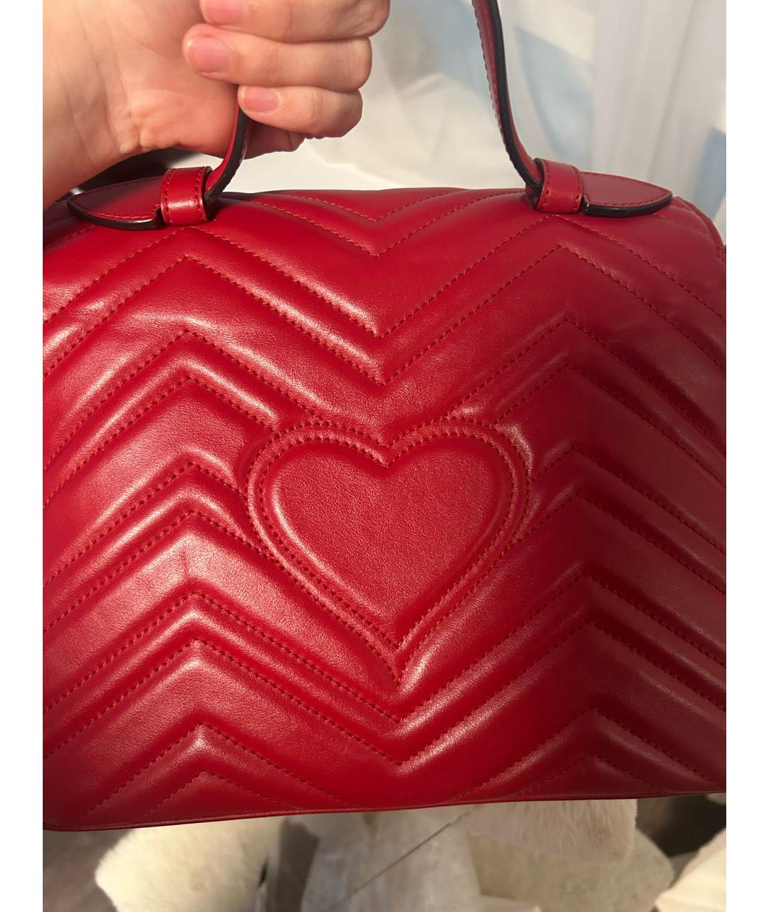 GUCCI Красная кожаная сумка с короткими ручками, фото 3