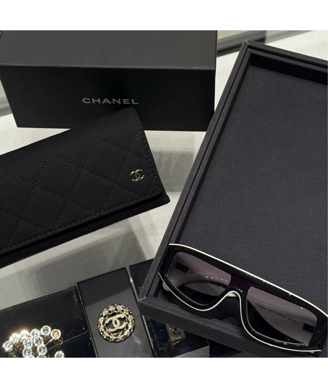 CHANEL Черные пластиковые солнцезащитные очки, фото 4
