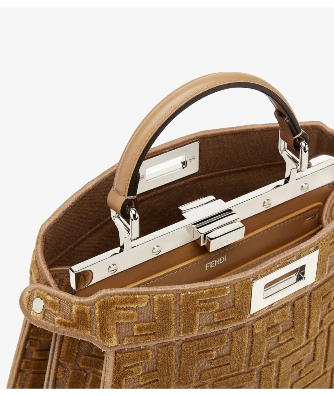 FENDI Коричневая бархатная сумка тоут, фото 4