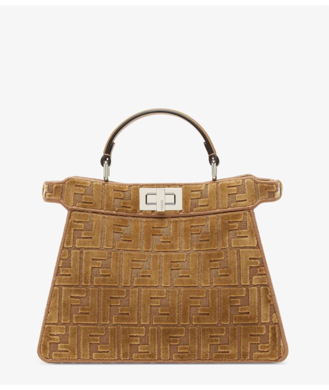 FENDI Коричневая бархатная сумка тоут, фото 7