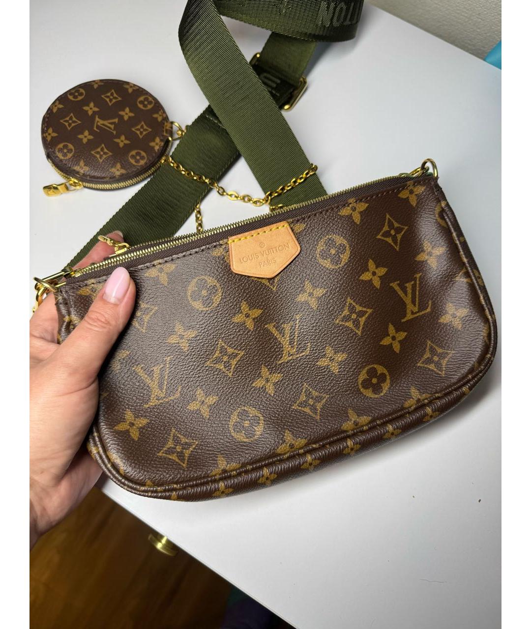 LOUIS VUITTON Коричневая кожаная сумка через плечо, фото 3