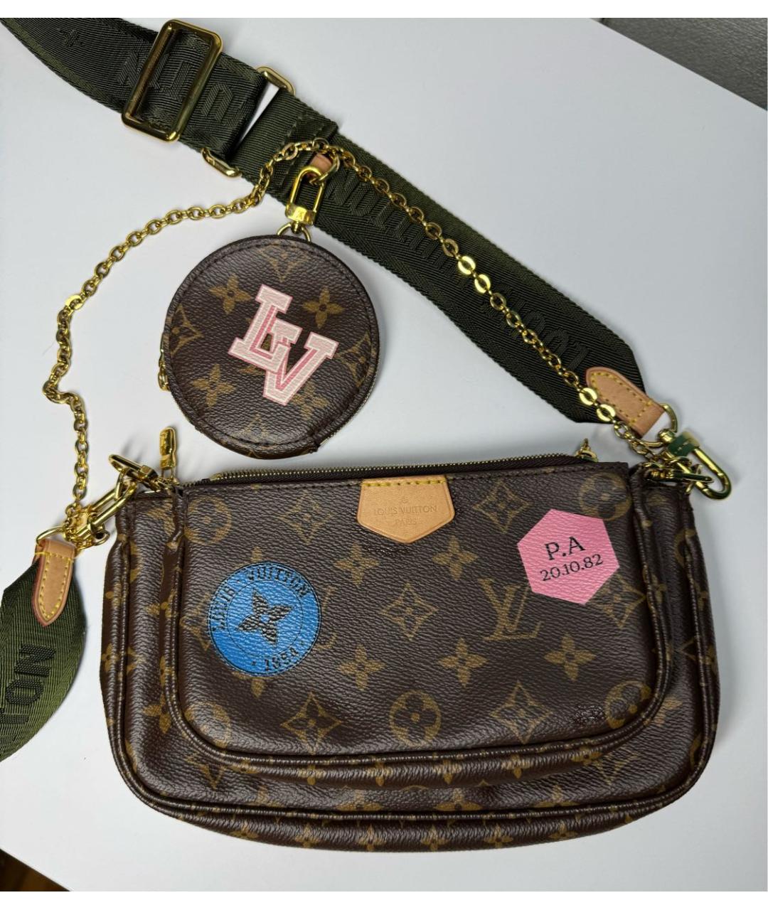 LOUIS VUITTON Коричневая кожаная сумка через плечо, фото 9