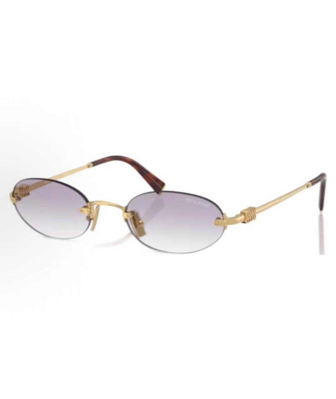 MIU MIU Золотые металлические солнцезащитные очки, фото 3