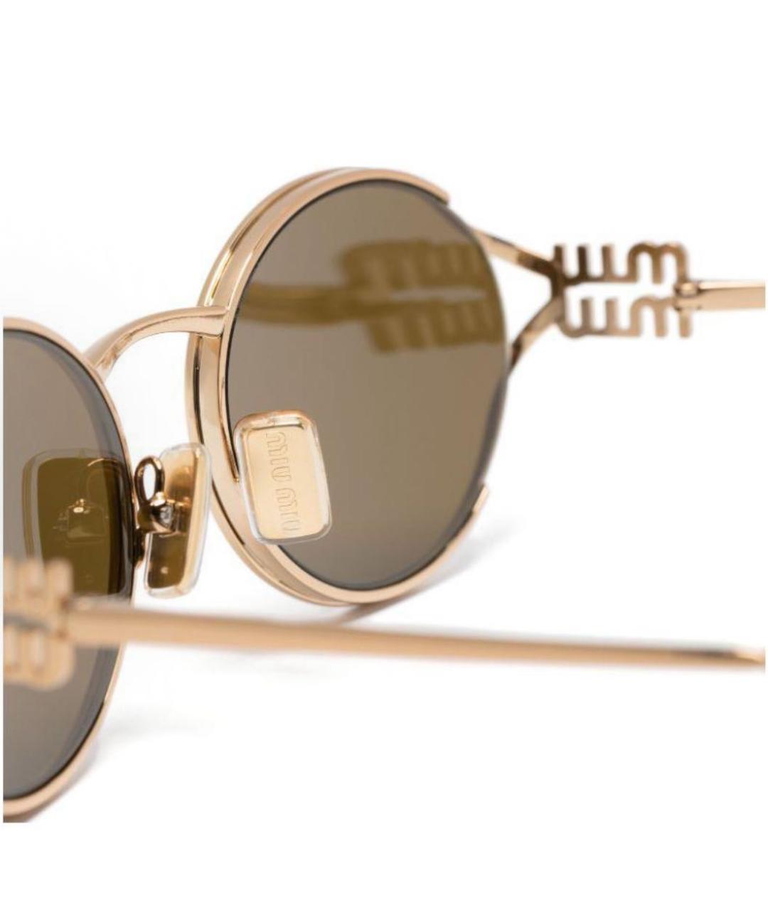 MIU MIU Коричневые металлические солнцезащитные очки, фото 4