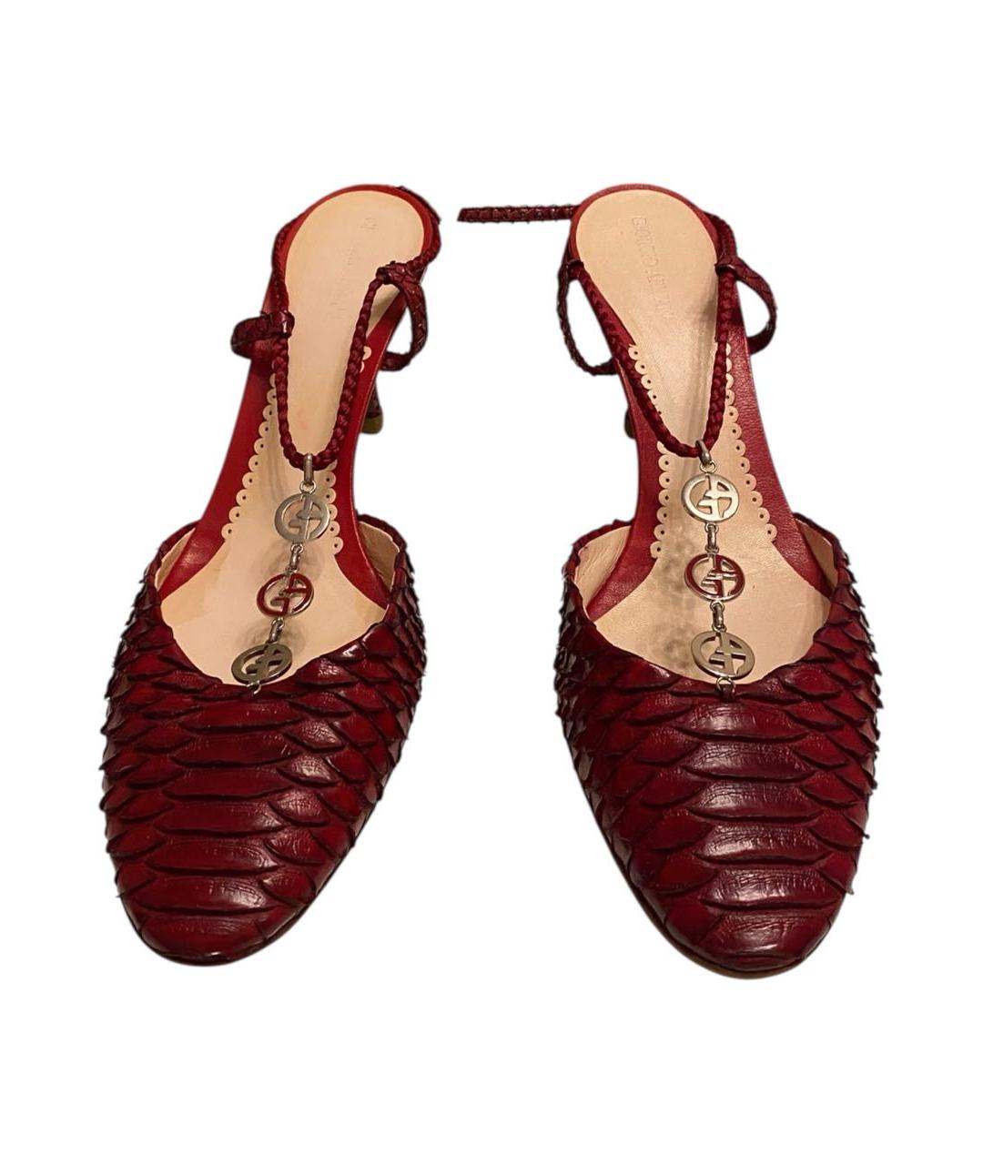 GIORGIO ARMANI Бордовые босоножки из экзотической кожи, фото 2