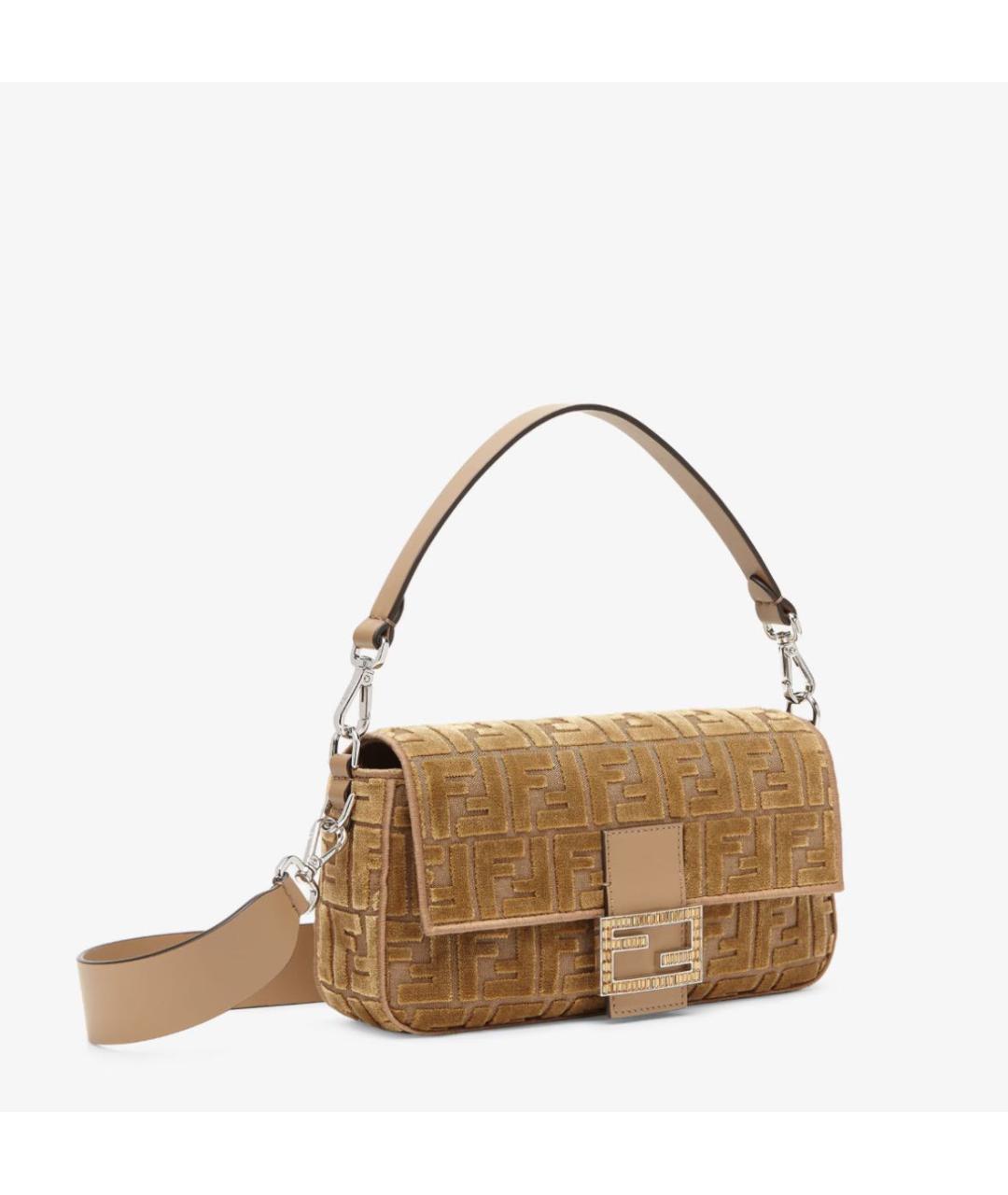 FENDI Коричневая бархатная сумка с короткими ручками, фото 6