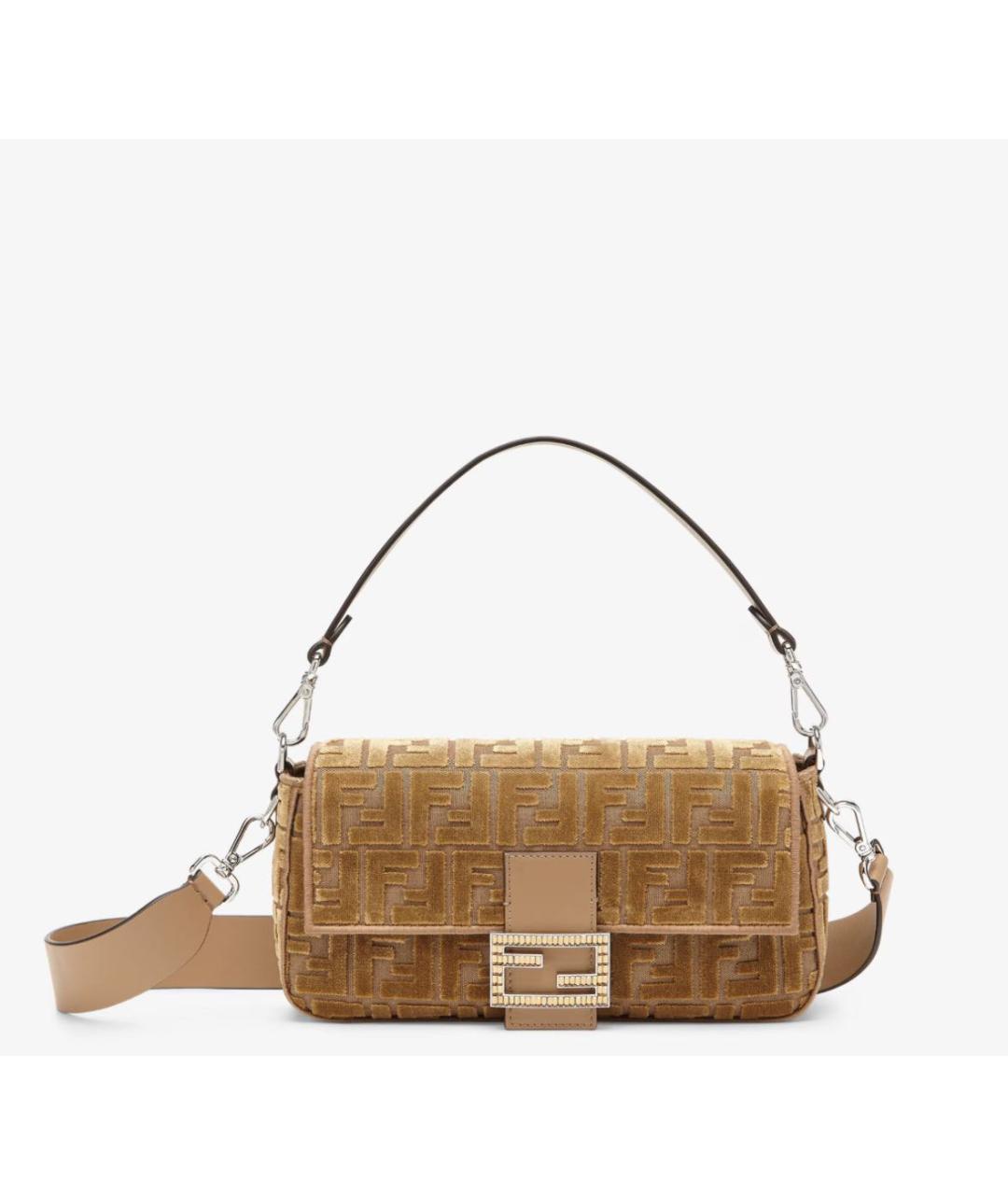 FENDI Коричневая бархатная сумка с короткими ручками, фото 7