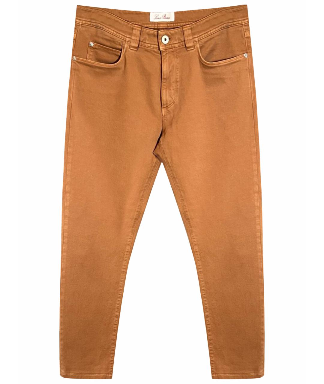 LORO PIANA Коричневые хлопко-кашемировые прямые джинсы, фото 1