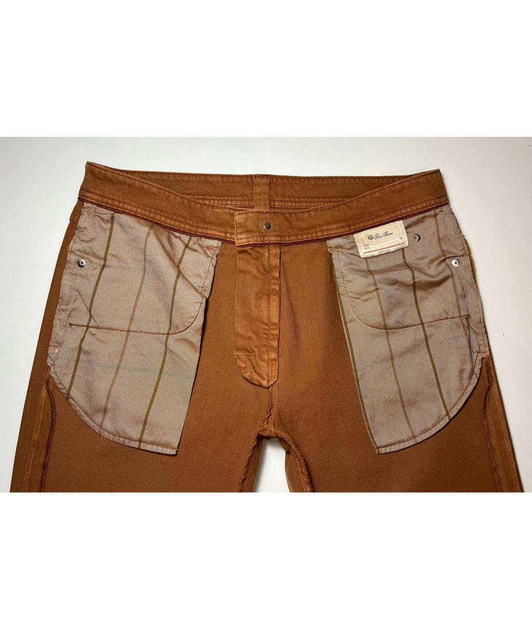 LORO PIANA Коричневые хлопко-кашемировые прямые джинсы, фото 3