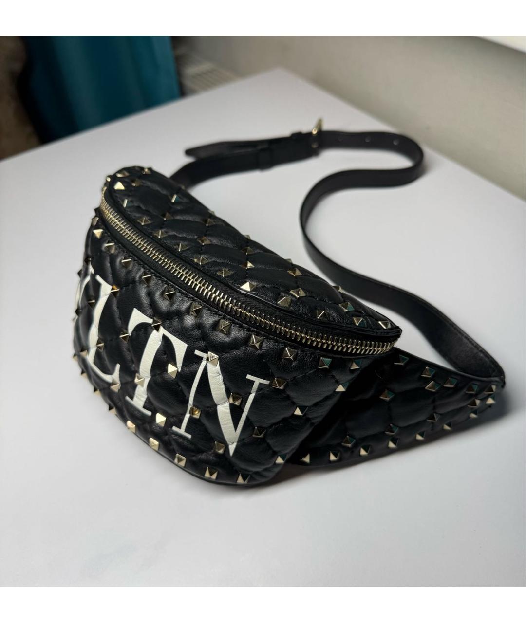 VALENTINO Черная кожаная поясная сумка, фото 2