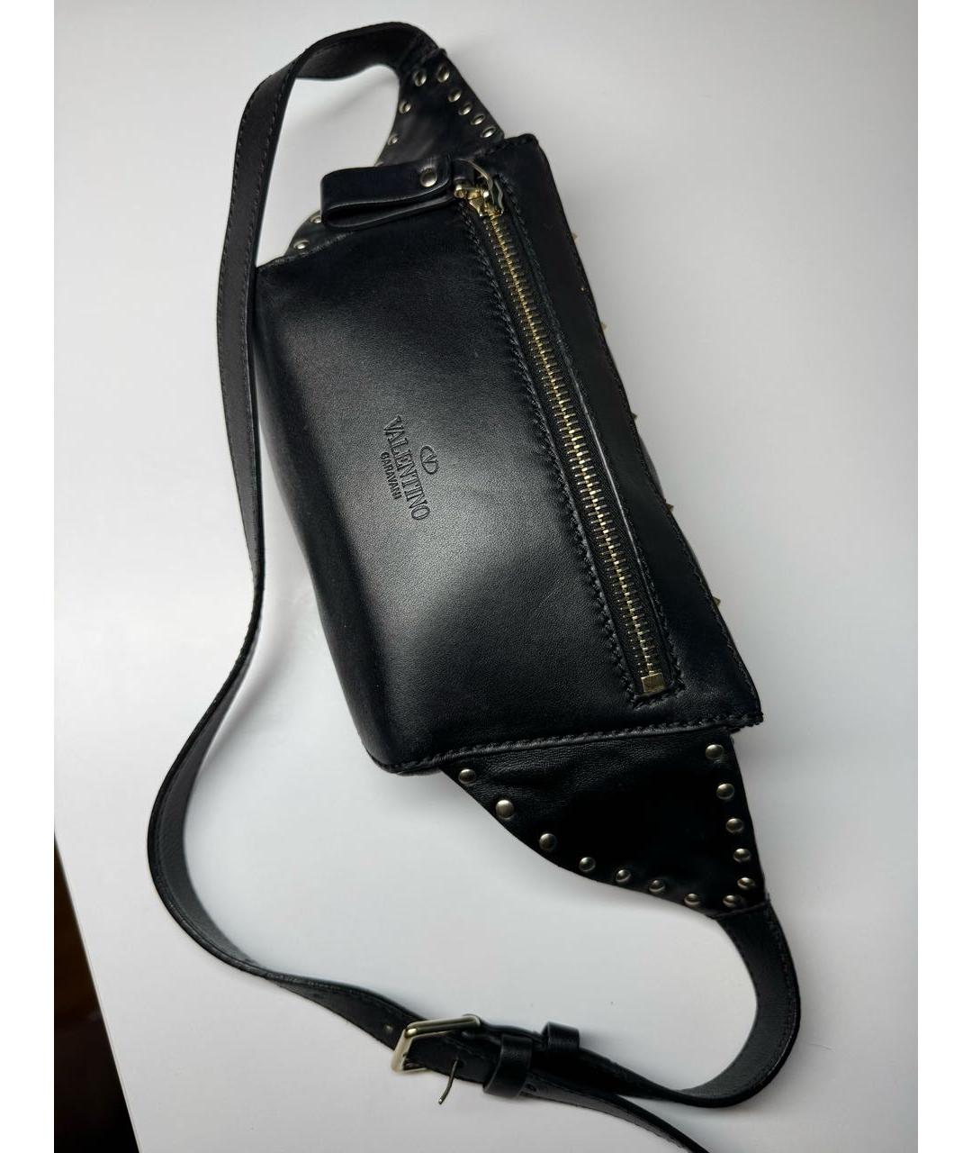VALENTINO Черная кожаная поясная сумка, фото 4