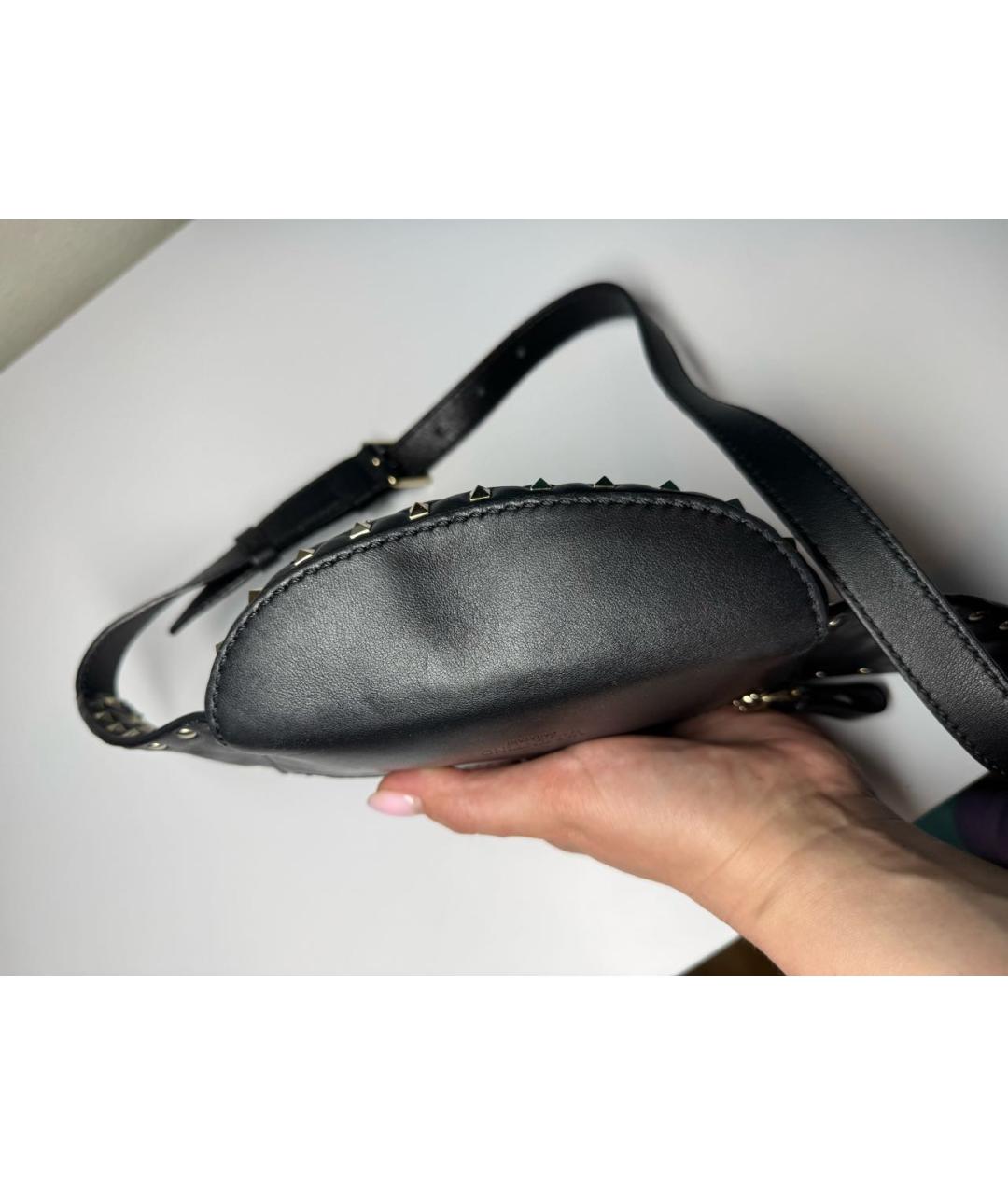 VALENTINO Черная кожаная поясная сумка, фото 8