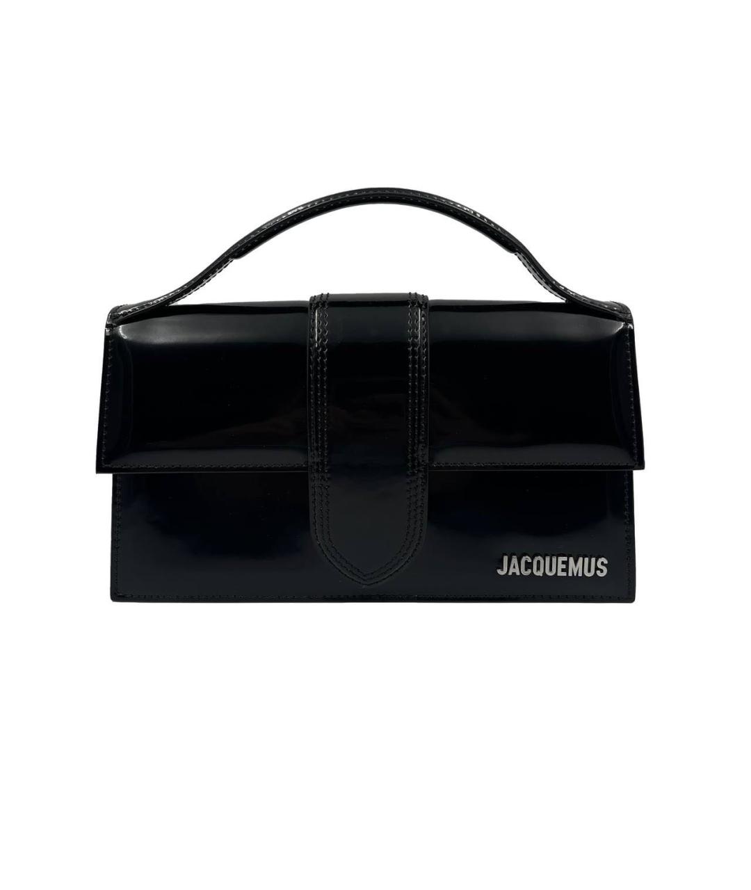JACQUEMUS Черная сумка с короткими ручками из лакированной кожи, фото 1