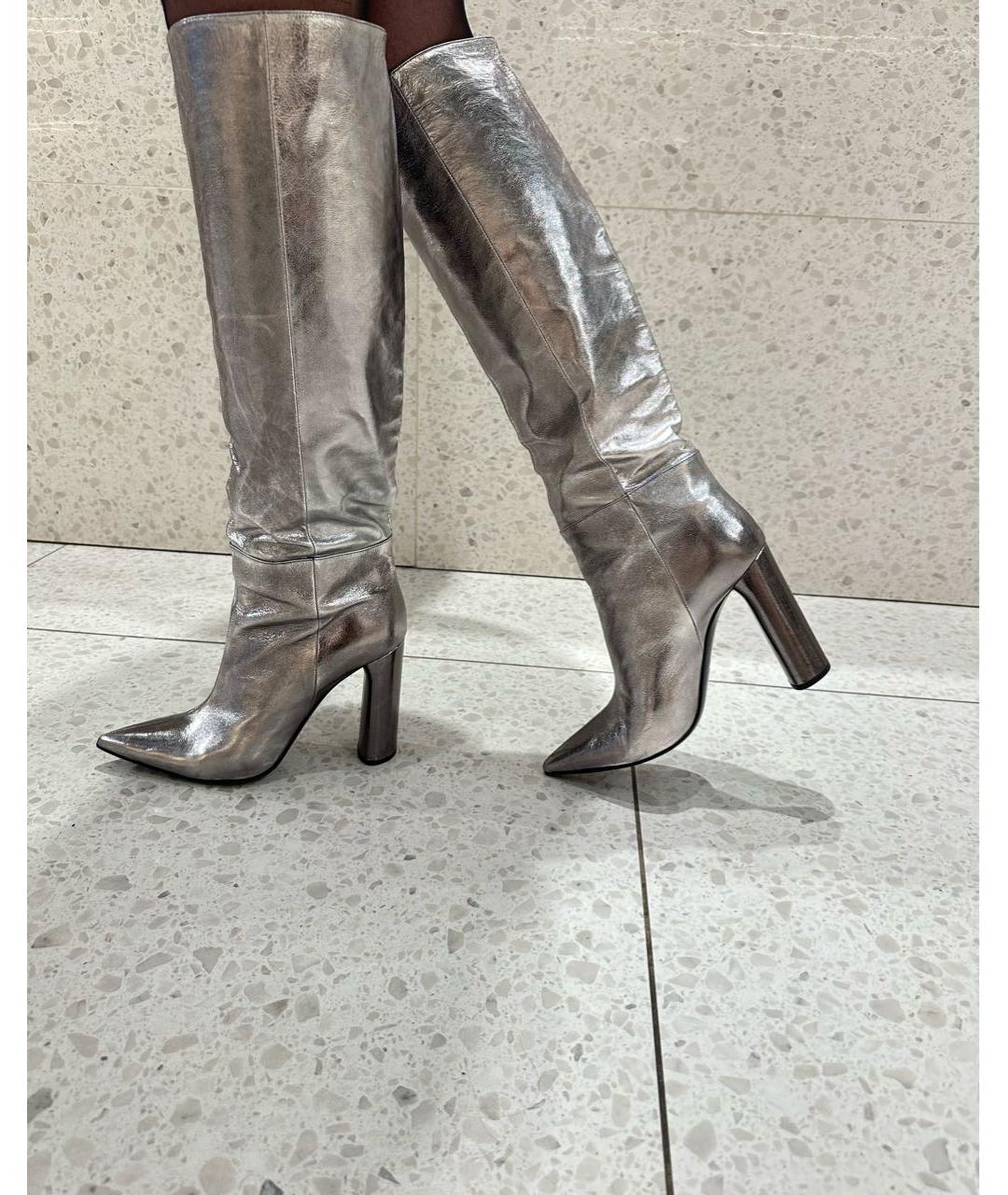 CASADEI Серебряные кожаные ботфорты, фото 3