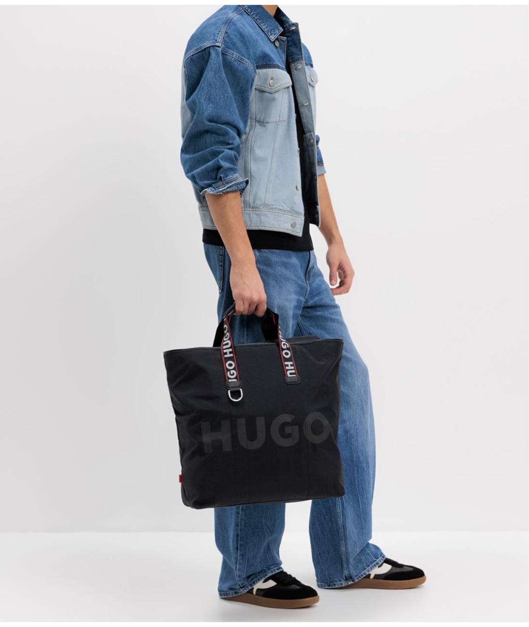 HUGO BOSS Черная тканевая сумка тоут, фото 5