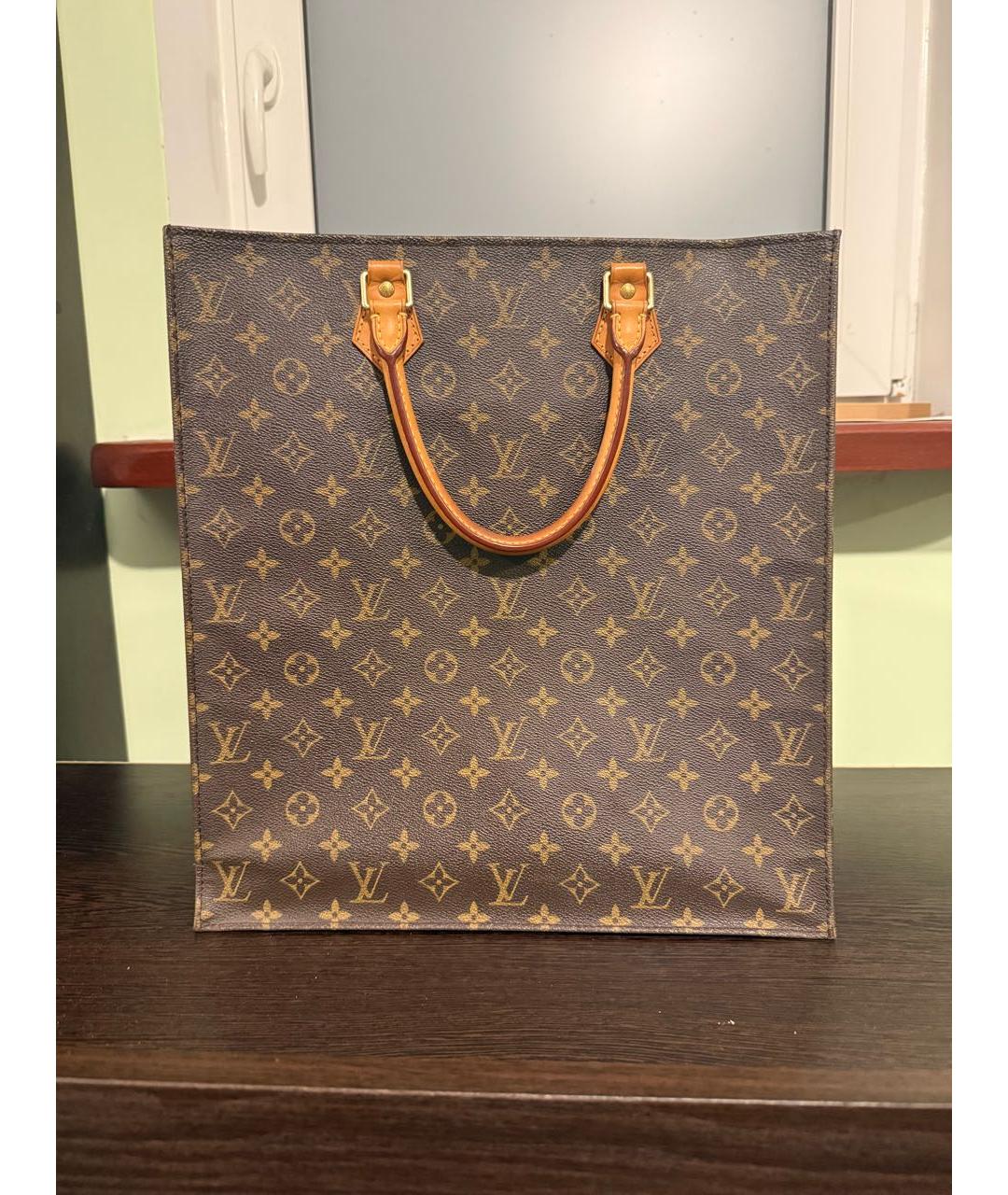 LOUIS VUITTON Коричневая кожаная сумка тоут, фото 3