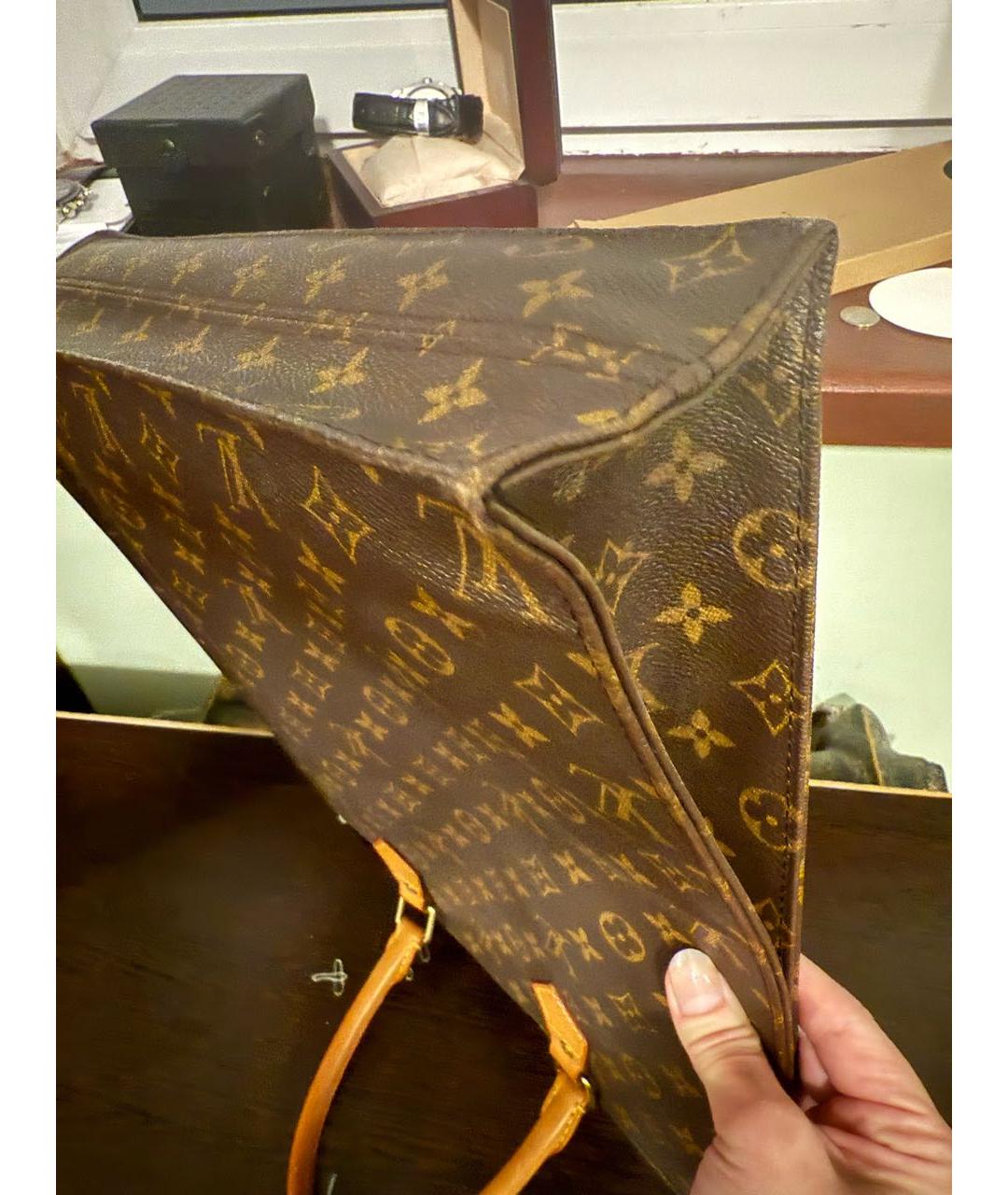 LOUIS VUITTON Коричневая кожаная сумка тоут, фото 6