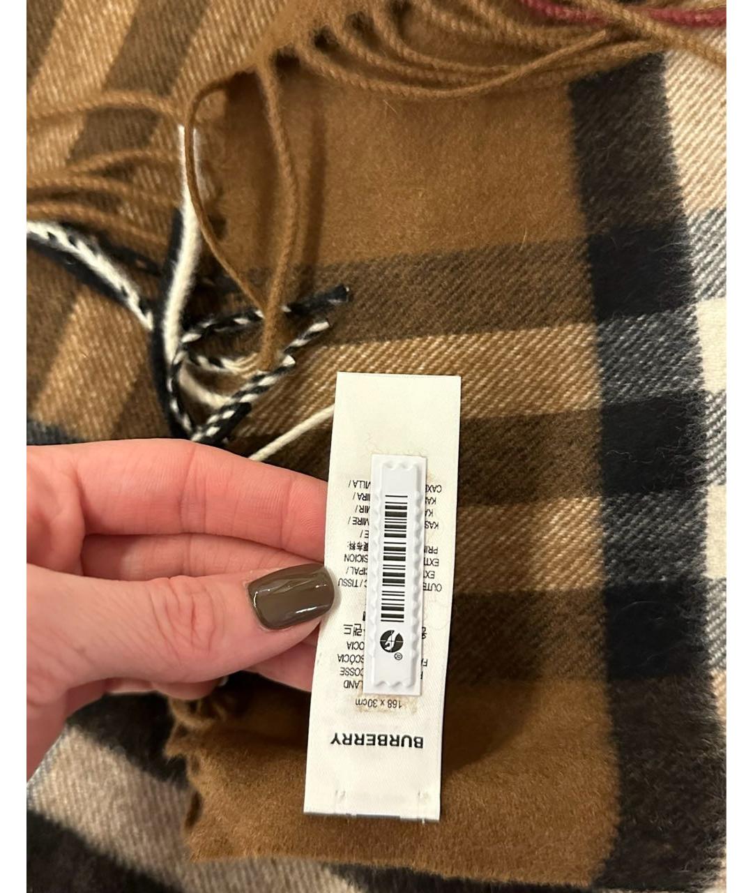 BURBERRY Коричневый кашемировый шарф, фото 4