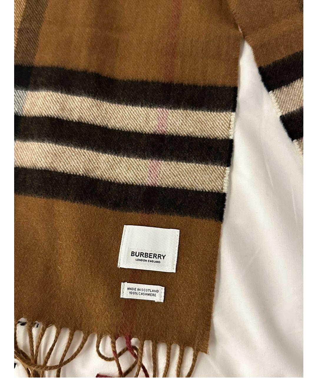 BURBERRY Коричневый кашемировый шарф, фото 3