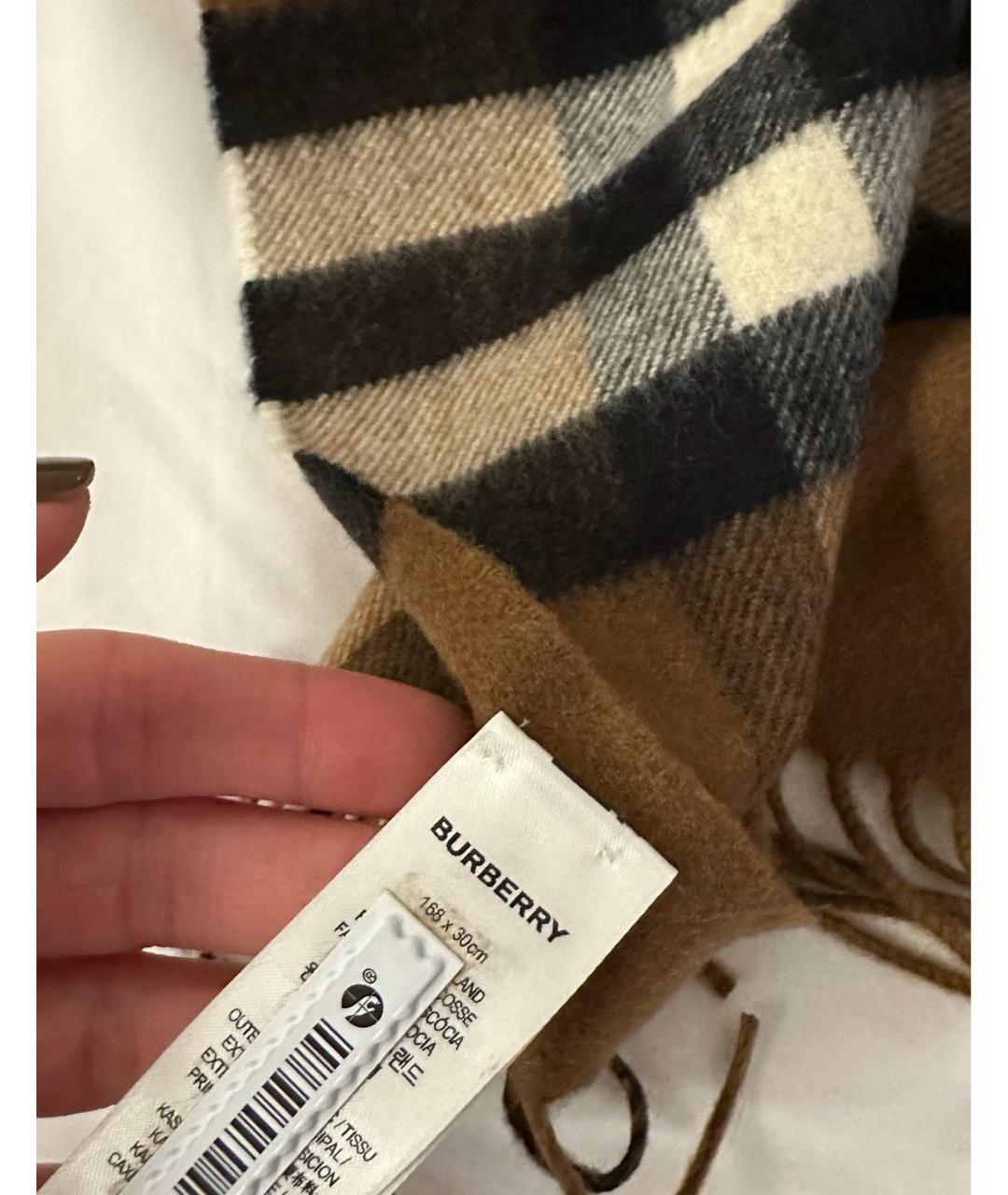 BURBERRY Коричневый кашемировый шарф, фото 7