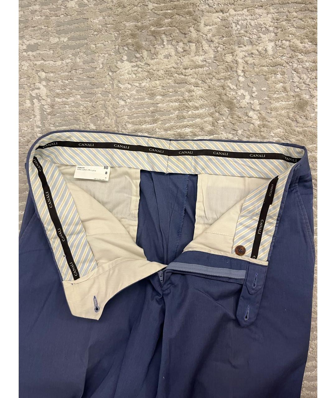 CANALI Синие хлопковые повседневные брюки, фото 3