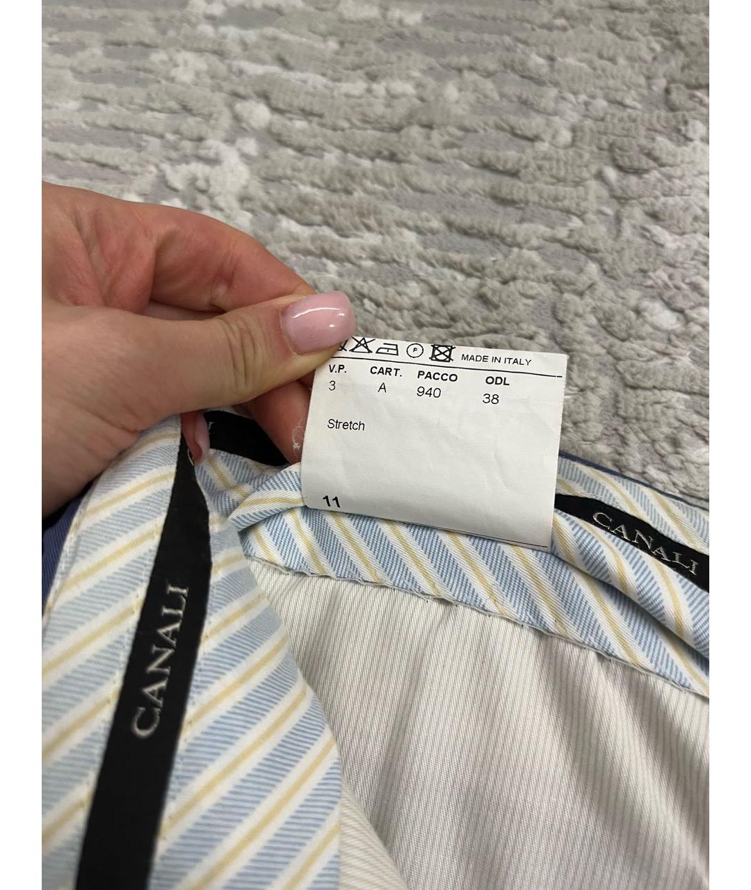 CANALI Синие хлопковые повседневные брюки, фото 5