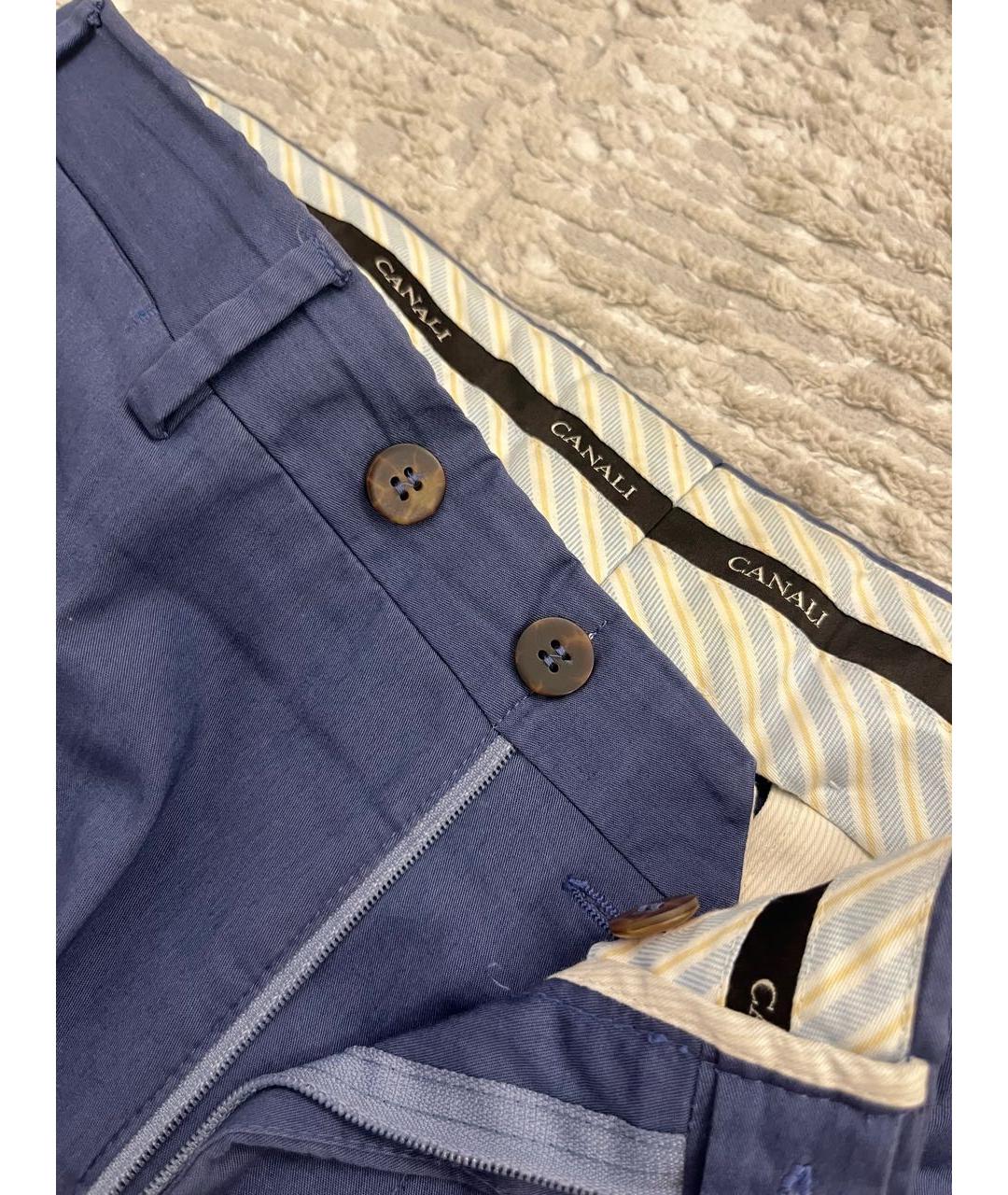 CANALI Синие хлопковые повседневные брюки, фото 6