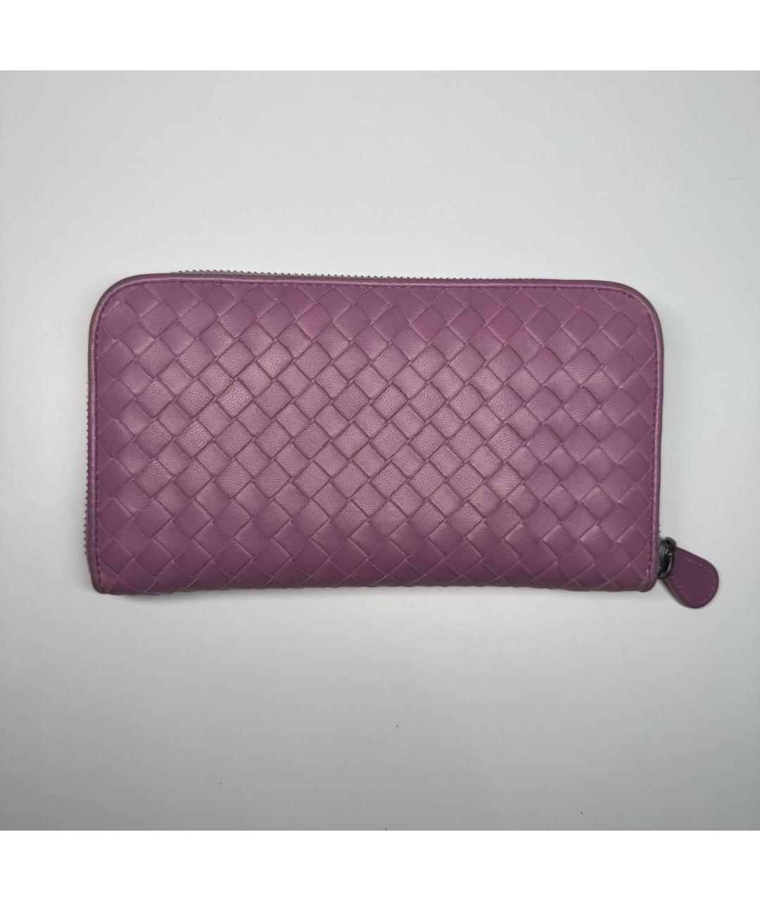 BOTTEGA VENETA Розовый кожаный кошелек, фото 9